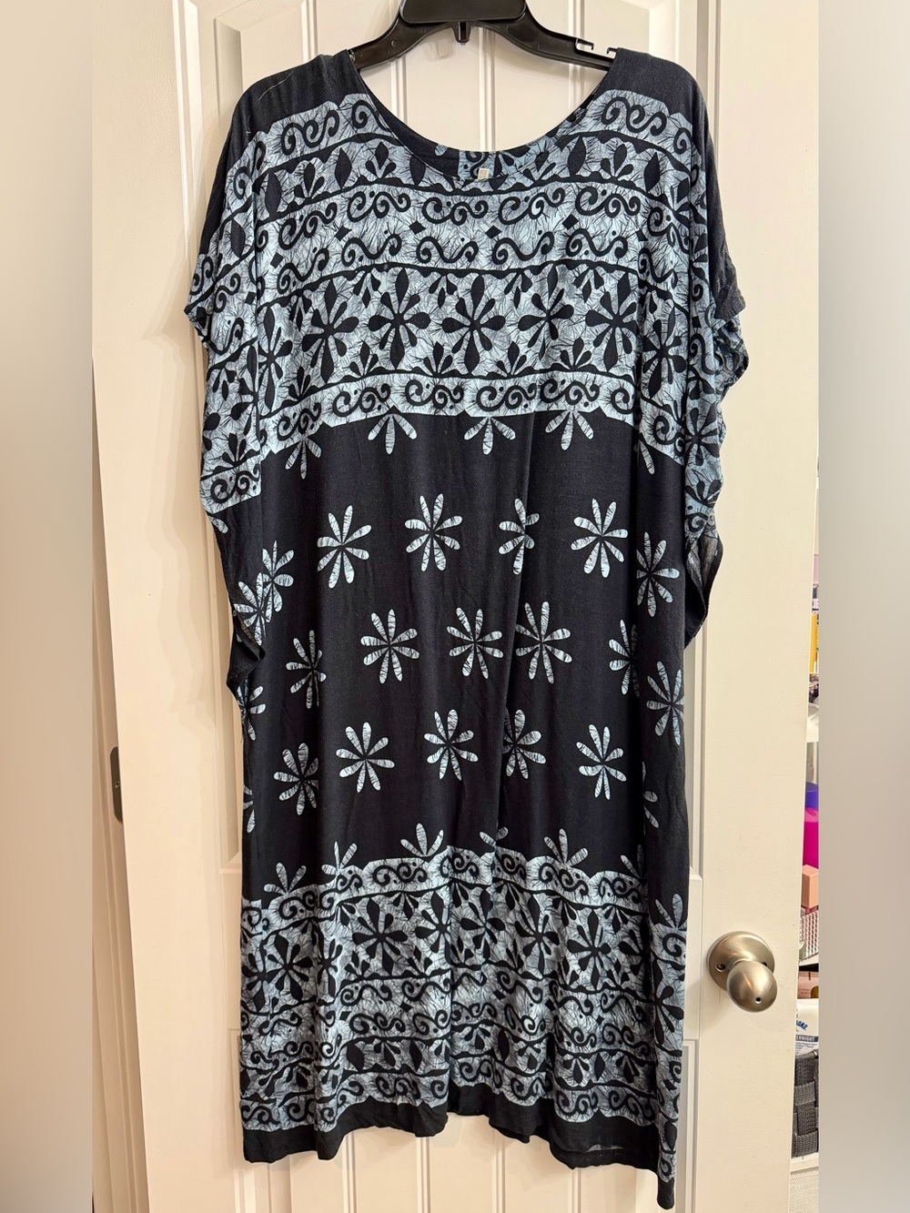 Light Blue and Dark Navy Blue Caftan - OS